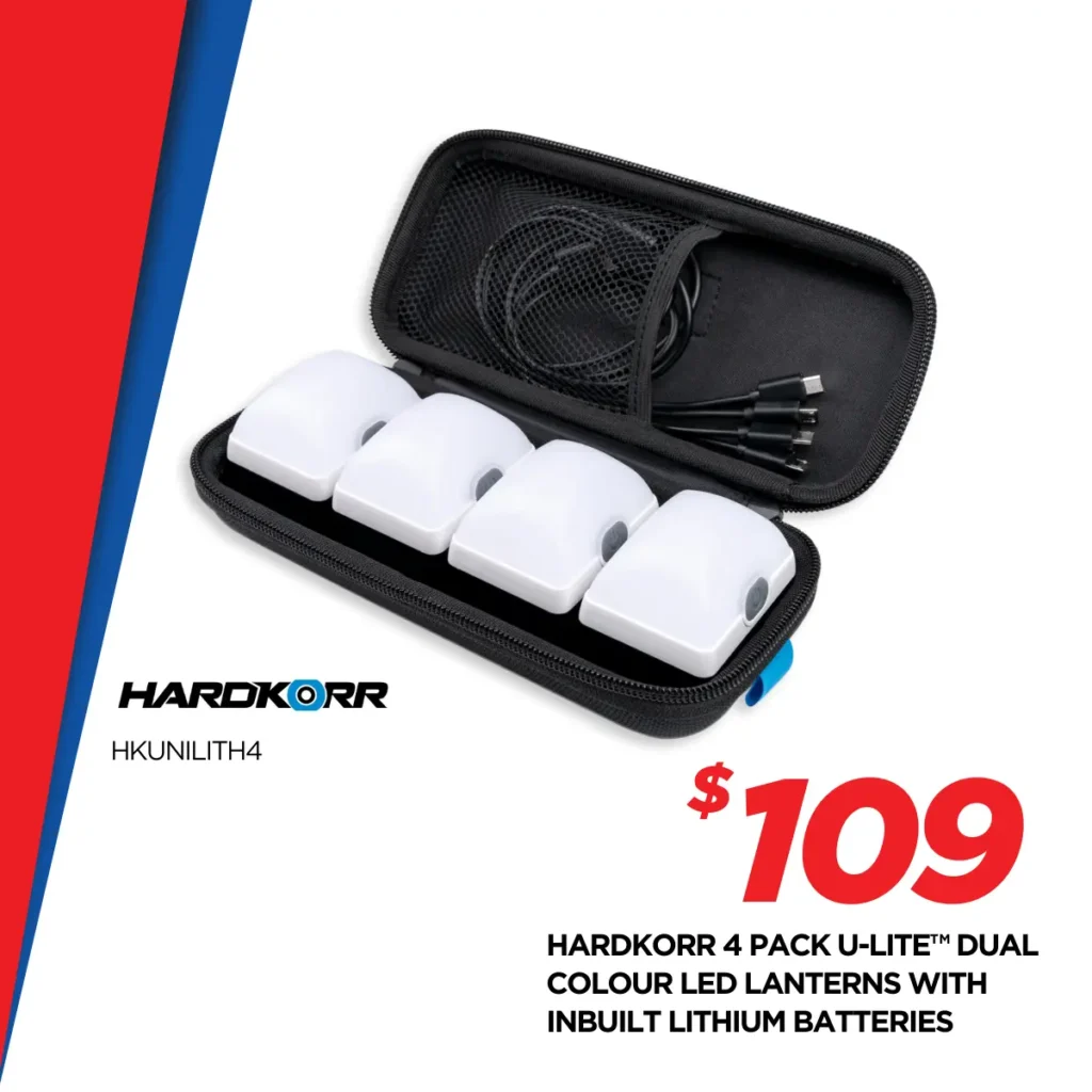HardKorr 4 Pack U-Lite Dual Colour LED Lanterns With Inbuilt Lithium Batteries