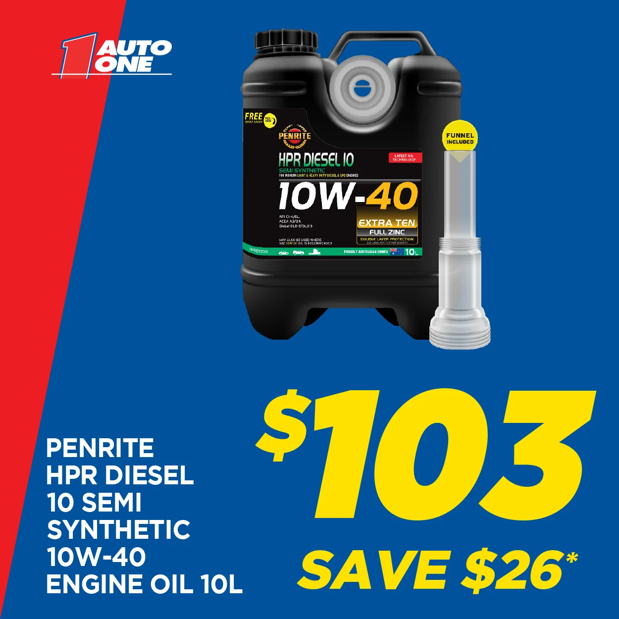 Penrite HPR Diesel 10 Semi Synthetic 10W-40 Engine Oil HPRD10010