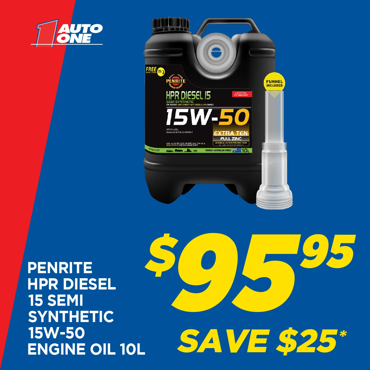 Penrite HPR Diesel 15 Semi Synthetic 15W-50 Engine Oil 10L HPRD15010