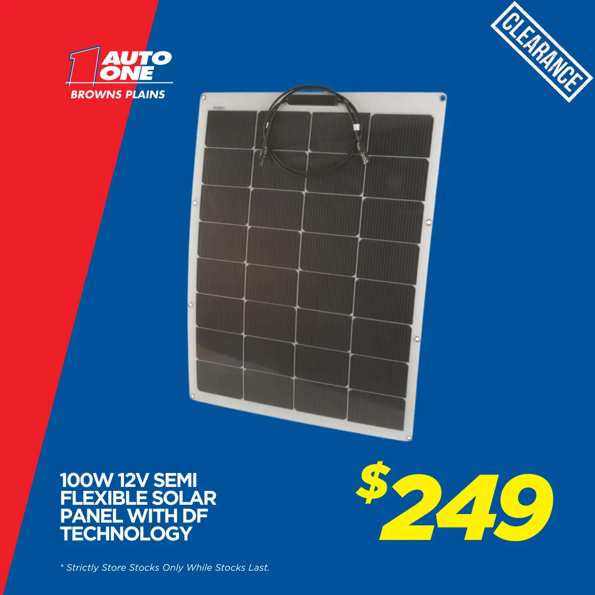 Powertech 100W 12V Semi Flexible Solar Panel with DF Technology