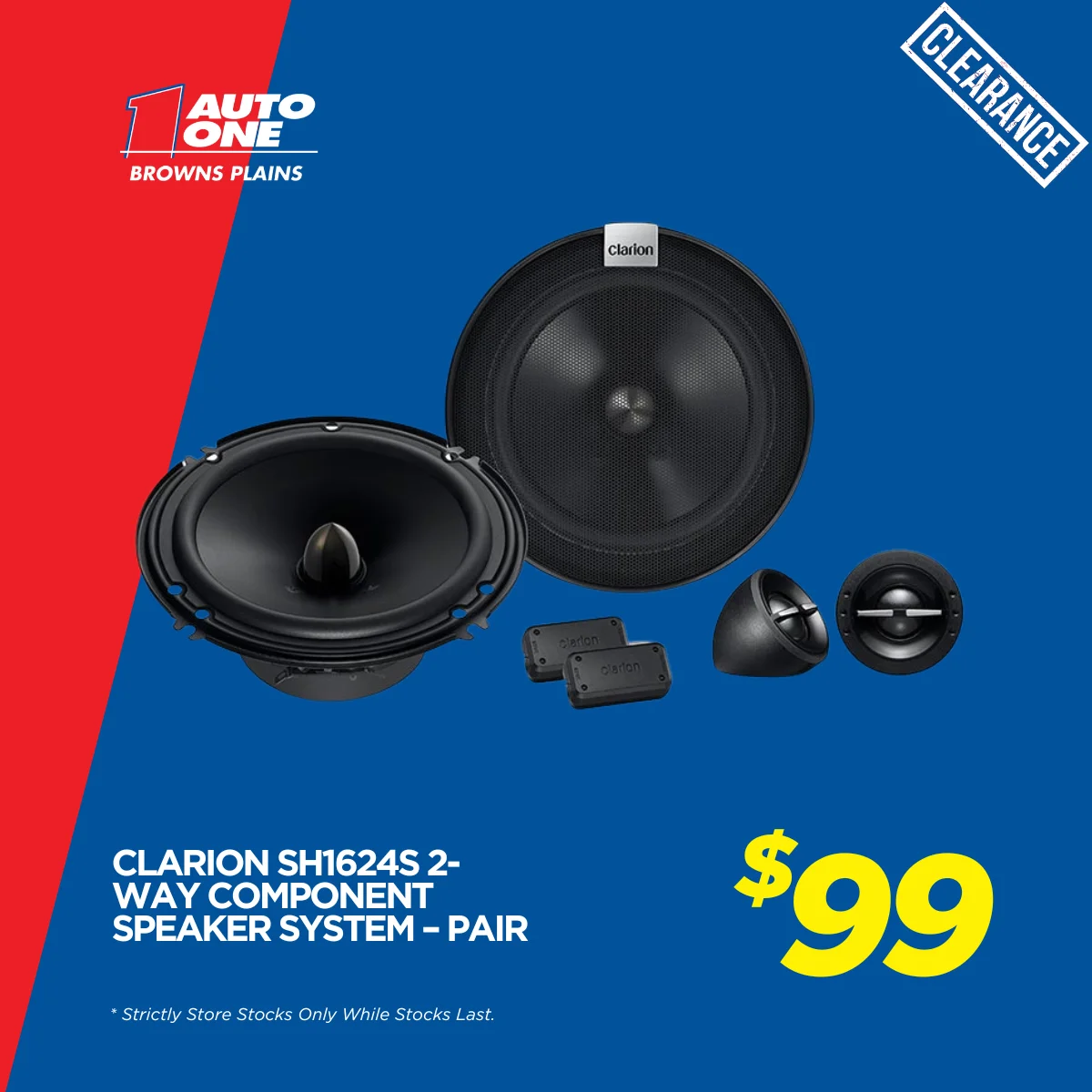 Clarion SH1624S 2-Way Component Speaker System – Pair