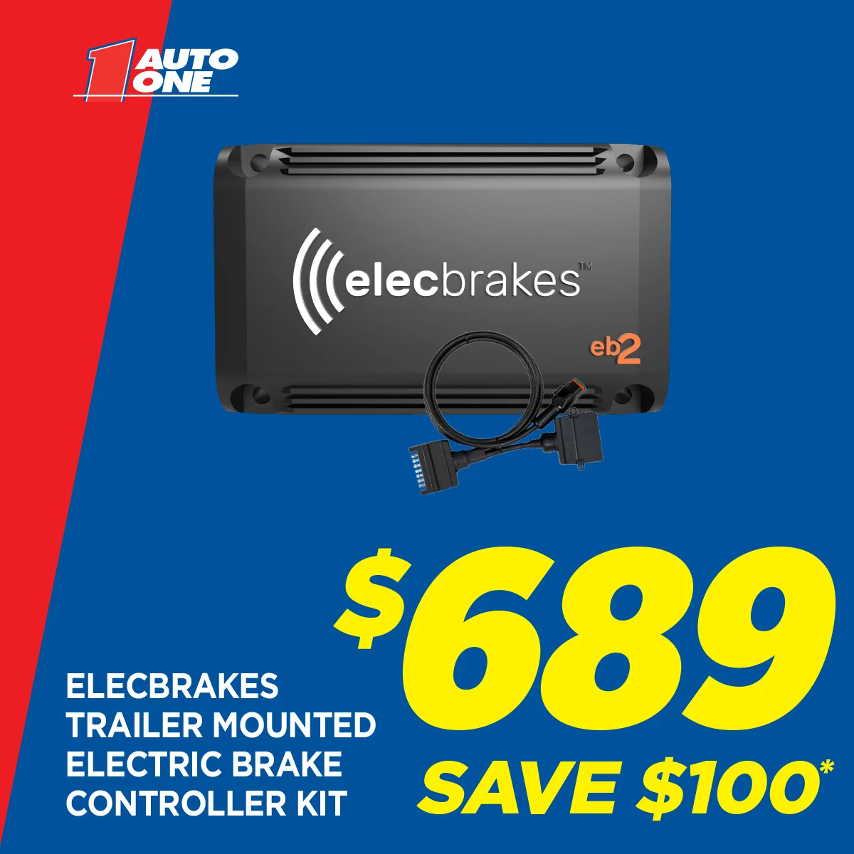 Elecbrakes Trailer Mounted Electric Brake Controller Kit eb2