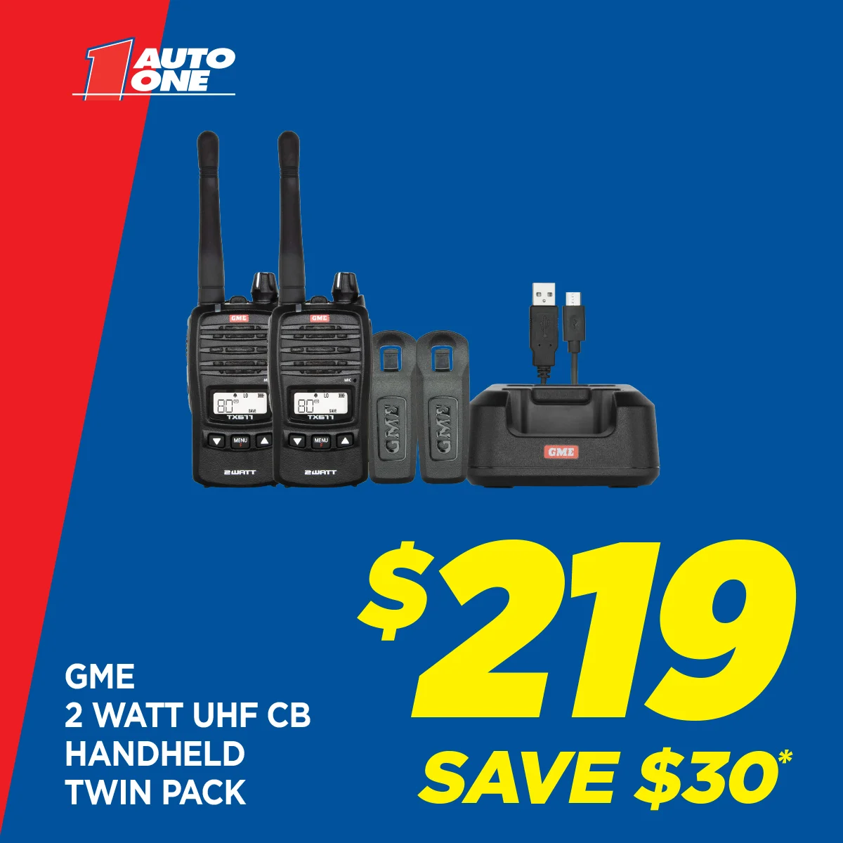 GME 2 Watt UHF CB Handheld Twin Pack