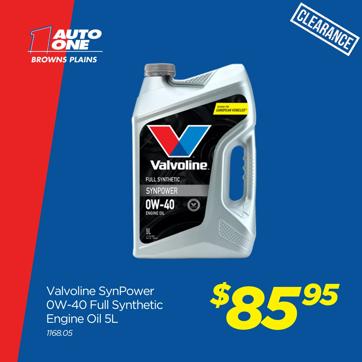 Valvoline SynPower 0W-40 Full Synthetic Engine Oil 5L